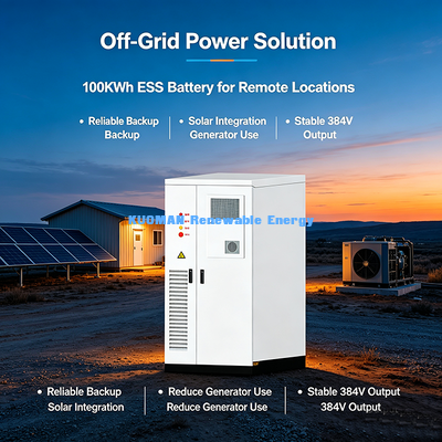지능형 EMS 100KWh 상업용 ESS 배터리 캐비닛 원격 모니터링 태양 에너지 저장 시스템