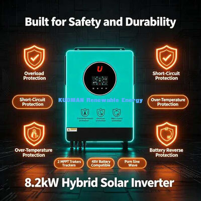 높은 효율성 98% DC에서 AC 8.2kW 하이브리드 태양광 인버터 오프 그리드 백업 전력