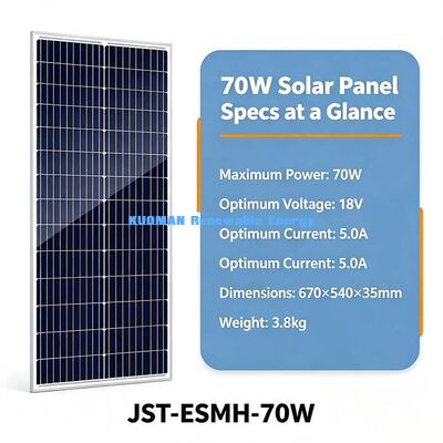 오프그리드 70W 단결정 태양광 패널 맞춤형 50cm 케이블 MC4 PV 충전기 캠핑 발전소용