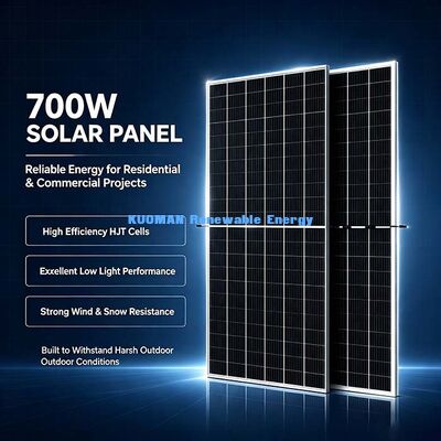 광역 온도 범위 -40~+85℃ 700W 단결정 태양광 패널 실외 PV 장비