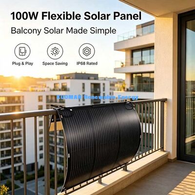 105W 19.4V 유연한 태양광 패널, 곡면 표면에 적합한 360도 벤딩 가능한 태양광 모듈