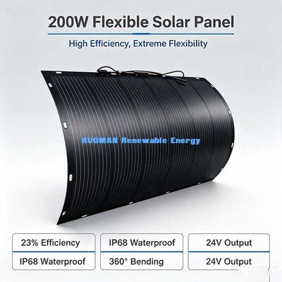 200W 고효율 유연 태양광 패널, RV 지붕, 보트 및 발코니 태양광용 360° 구부러지는 태양광 모듈