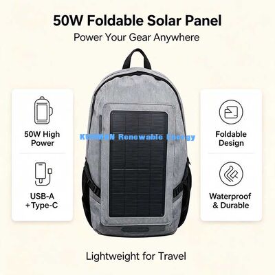 50W 휴대용 접이식 태양 전지 충전기, 여행용 배낭 친화적인 태양 전지
