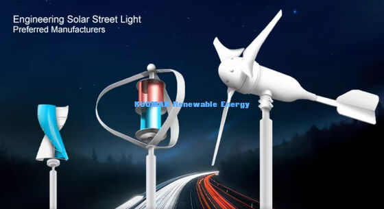 100W-200W 풍력-태양광 하이브리드 가로등 (IP65 방수, 연중무휴 12시간 작동, 오프그리드 도로용)