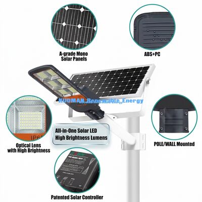 이중 암 방수 태양광 가로등 100W-500W 맞춤형 경로 태양광 LED 조명 (정원 및 도로용)