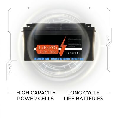 KM 배터리 1920Wh 12V 150Ah 리?? 배터리 에너지 저장 및 RV / 포크리프트 / 골프 카트 / 요트 전원을 위해 8000 주기로 깊은 사이클