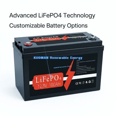 12V 100Ah 1280Wh 리튬 배터리, 에너지 저장 및 골프 카트 전원용 8000 사이클 수명 딥 사이클