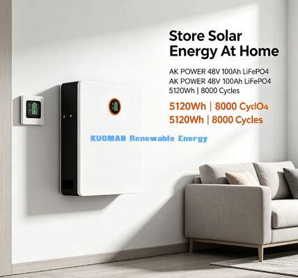 48V 100AH LiFePO4 Home Battery with Real-time Monitoring and 10-Year Warranty for Solar Power Systems