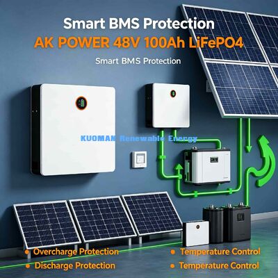 51.2V 100Ah 월 마운트 LiFePO4 배터리 5.12kWh