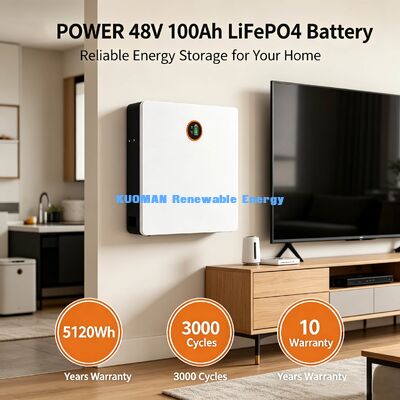 초박형 14cm 벽걸이형 LiFePO4 배터리 5.12kWh 등급 A CATL EVE 셀 10년 보증
