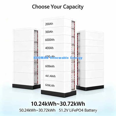 안전 LiFePO4 스택 배터리 51.2V CE UL RoHS 인증 8000번의 심전 충전 주기로