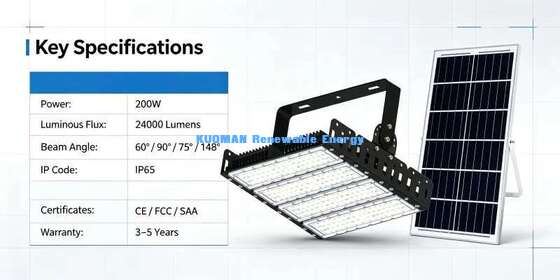 200W Heavy Duty Solar LED Modular Flood Light IP65 -40℃~+55℃ Working Temp Outdoor Tunnel Light