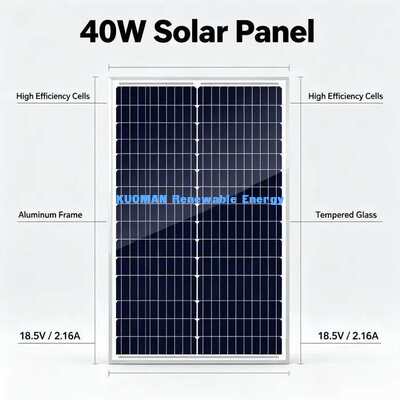 가벼운 40W 단결성 태양 전지 패널 설치가 쉬운 12V 오프그리드 충전 장치