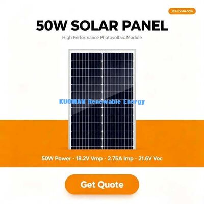 50W 단결정 태양광 패널 12V 배터리 충전기 고효율 182mm PV 모듈