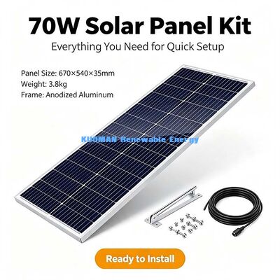 70W 고성능 단결정 PV 모듈, 뛰어난 저조도 출력 아웃도어 캠핑 태양광 패널