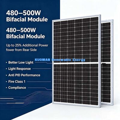 N형 양면 태양 전지 패널 480W-500W, 신뢰성 있는 품질 보장