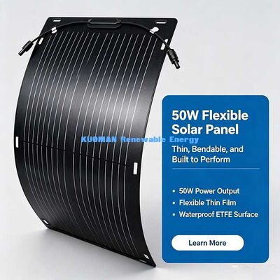 50W 360도 벤딩형 태양광 패널, RV, 요트, 발코니 및 캠핑용 접이식 카본 파이버 태양광 키트