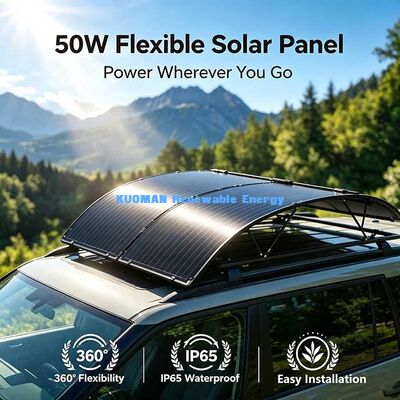 50W 360도 벤딩형 태양광 패널, RV, 요트, 발코니 및 캠핑용 접이식 카본 파이버 태양광 키트