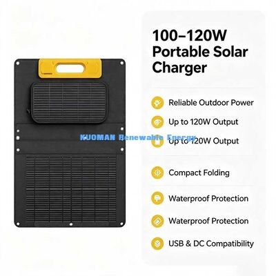 120W 콤팩트 접이식 태양전지, 캠핑 및 야외 전원을위한 방수 모노 크리스탈린 태양 패널