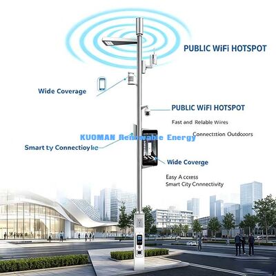 다기능 스마트 폴, 기상 관측소, WiFi AP 및 EV 충전기가 있는 스마트 가로등