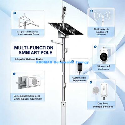 기가비트 장거리 무선 CPE 태양광 스마트 폴 | 10-15KM 전송, 실외 WiFi 핫스팟