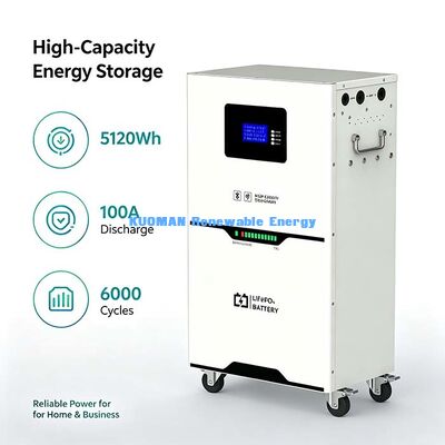 모바일 5.12kWh LiFePO4 에너지 저장 배터리, LCD 디스플레이, BMS 보호